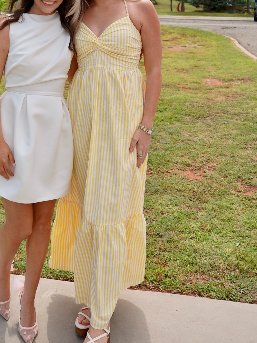 Yellow Striped Sundress - Spaghetti Strap Maxi